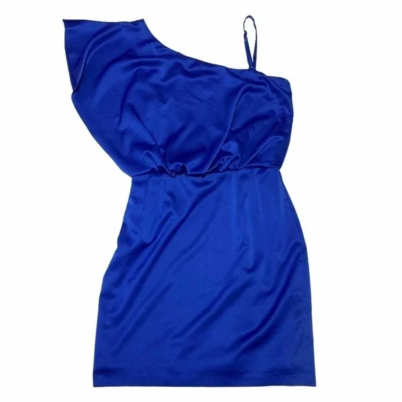JESSICA Simpson Blue One Shoulder Mini Dress 4 - Picture 11 of 15